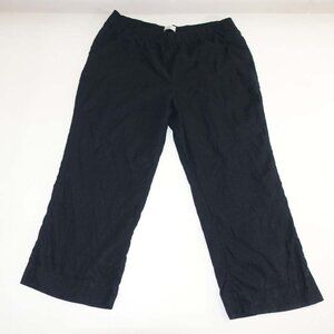 Abercrombie & Fitch Womens Wide Leg Pull On Pants Size XXL Black Linen Blend 2XL
